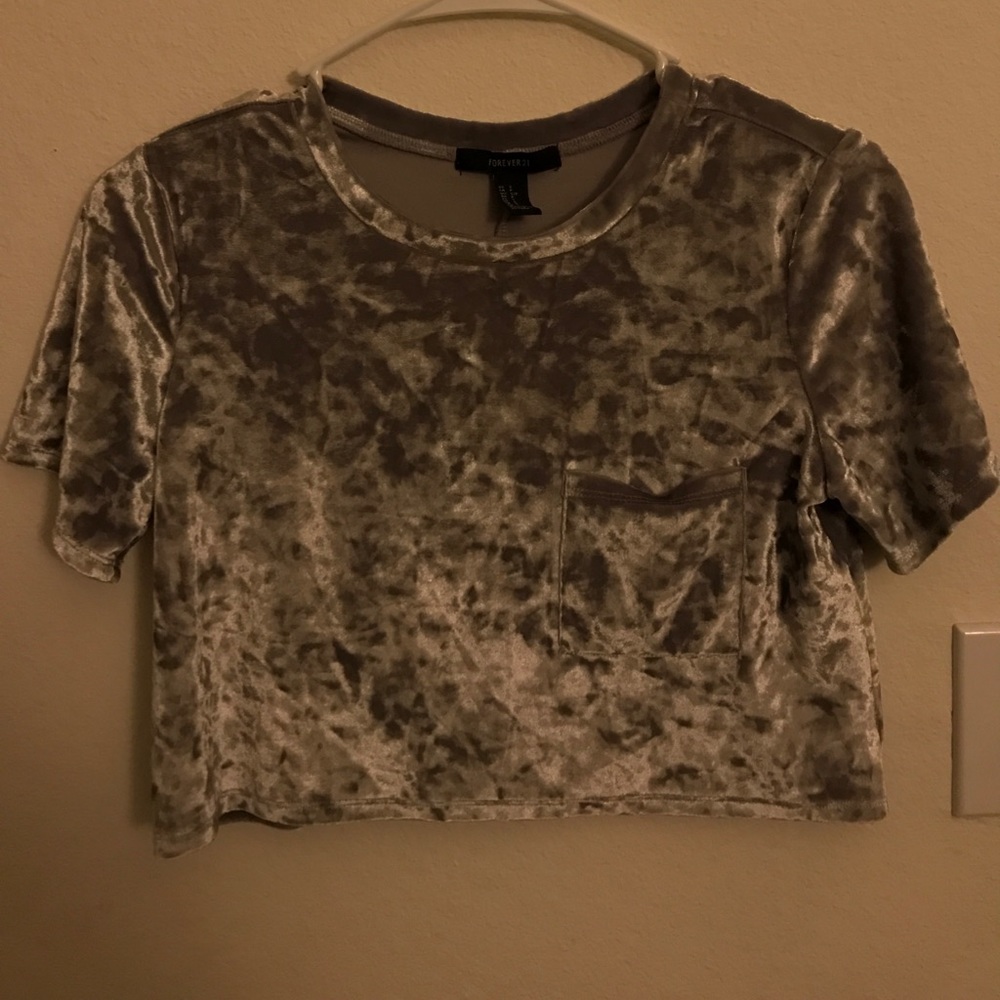 Silver velvet crop top